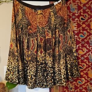 Jones New York A-Line Skirt in Black and Gold Pattern